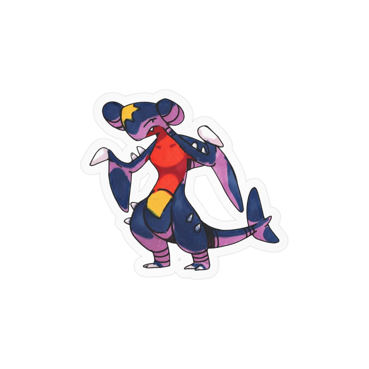 Garchomp Static Wool Art Sticker | Bold Pokémon Vinyl Decal - alternate angle 2, merchandise