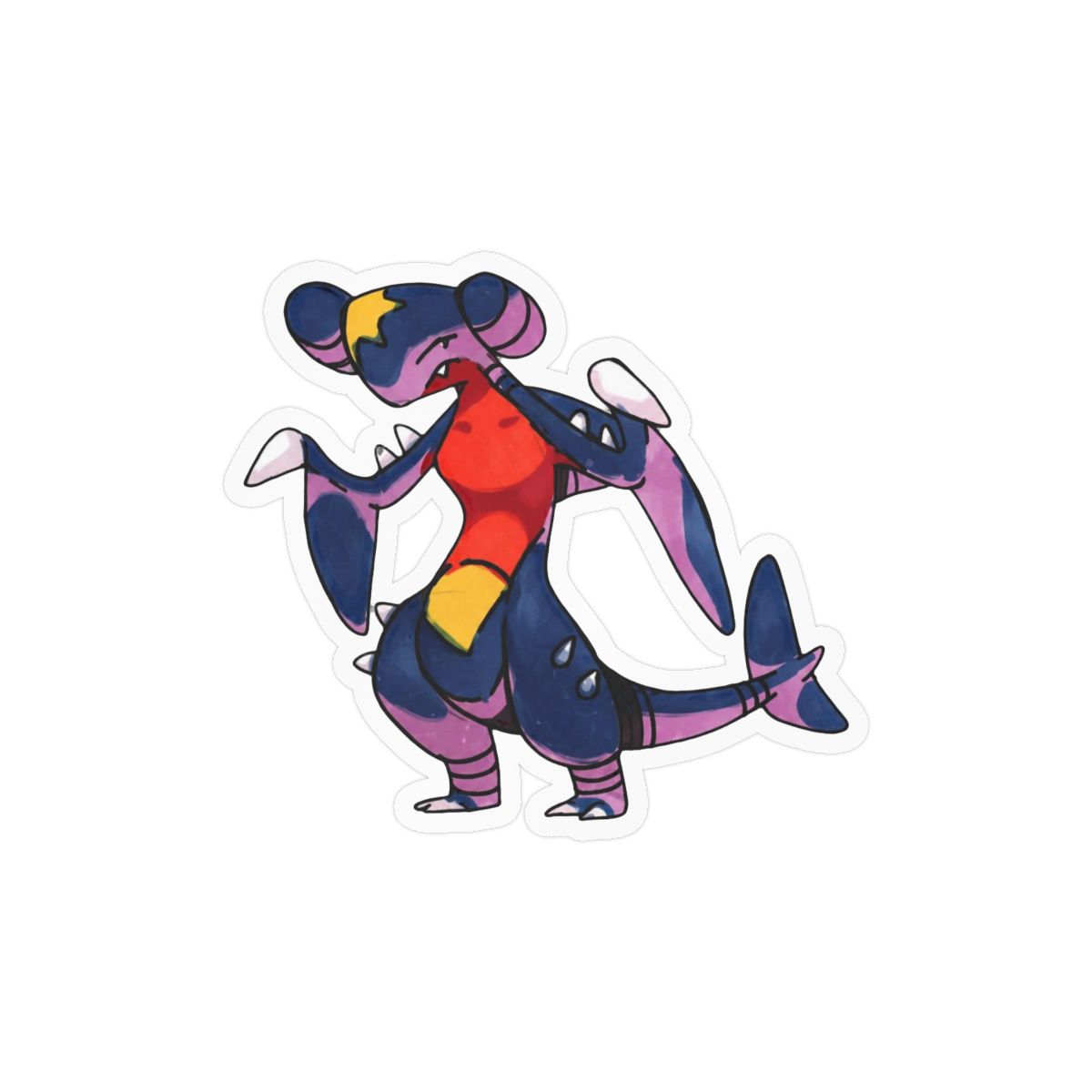 Garchomp Static Wool Art Sticker | Bold Pokémon Vinyl Decal - alternate angle 3, merchandise