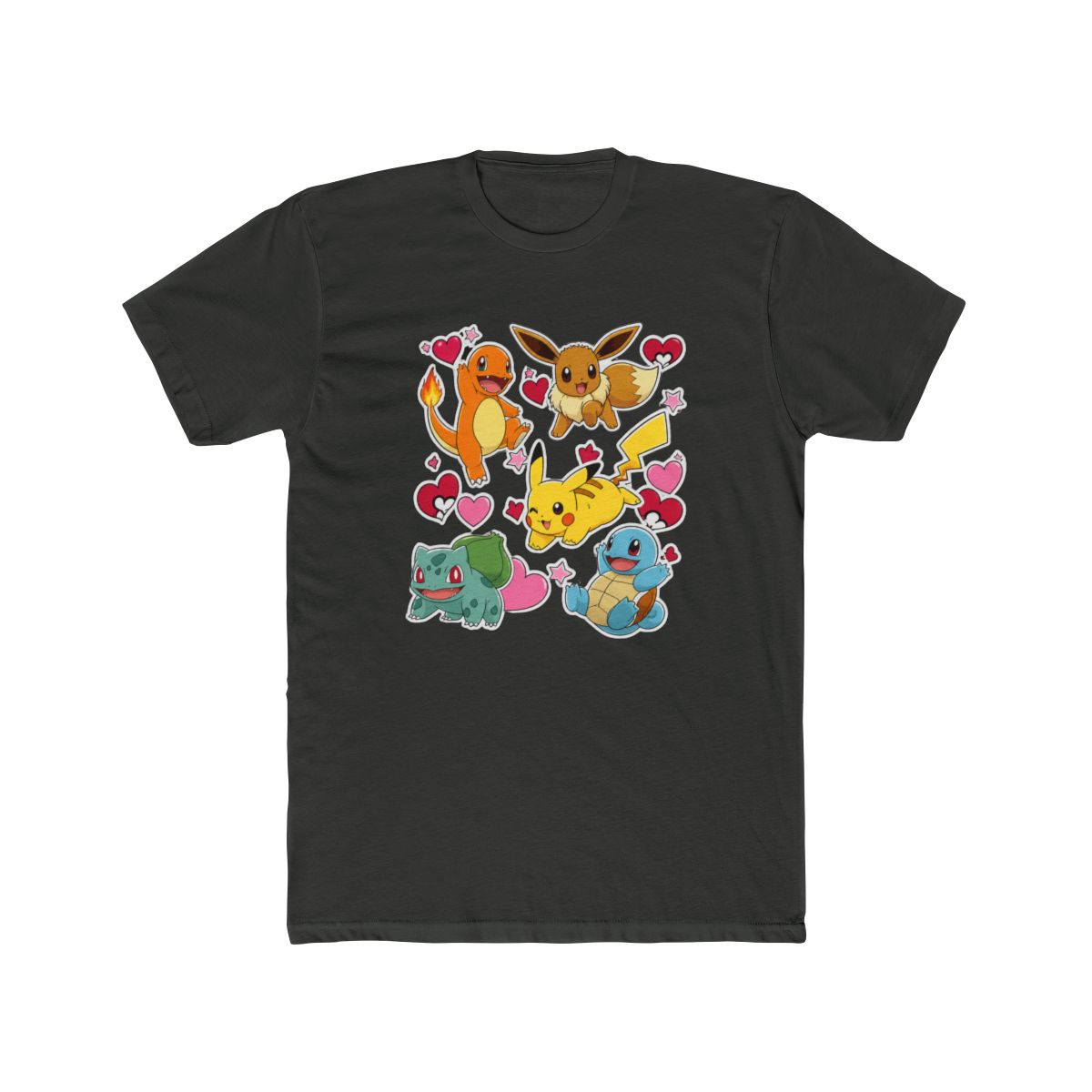 Pok mon Eevee Pikachu Charmander Squirtle Bulbasau T Shirt - alternate angle 5, merchandise