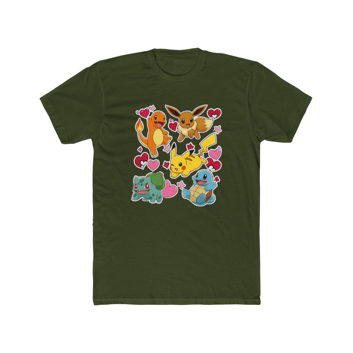 Pok mon Eevee Pikachu Charmander Squirtle Bulbasau T Shirt - alternate angle 4, merchandise