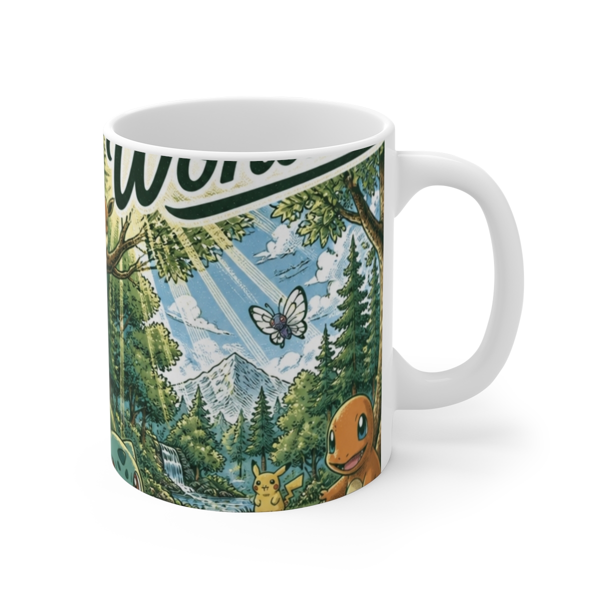 Pokemon "Trainee Pikachu Card No. 025" White Mug